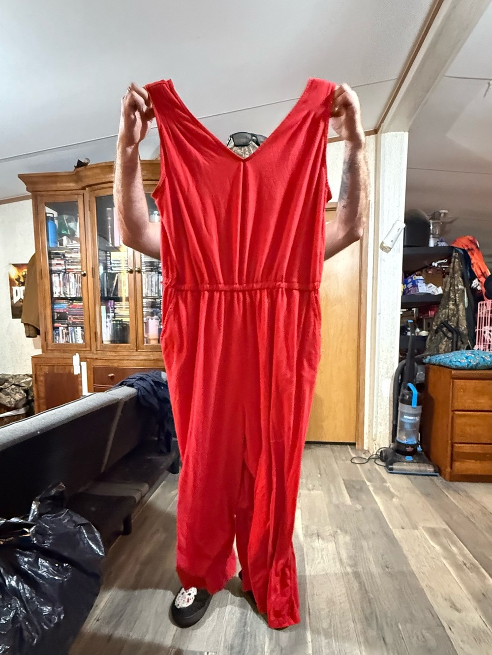 Time and Tru Red Sleeveless Jumpsuit